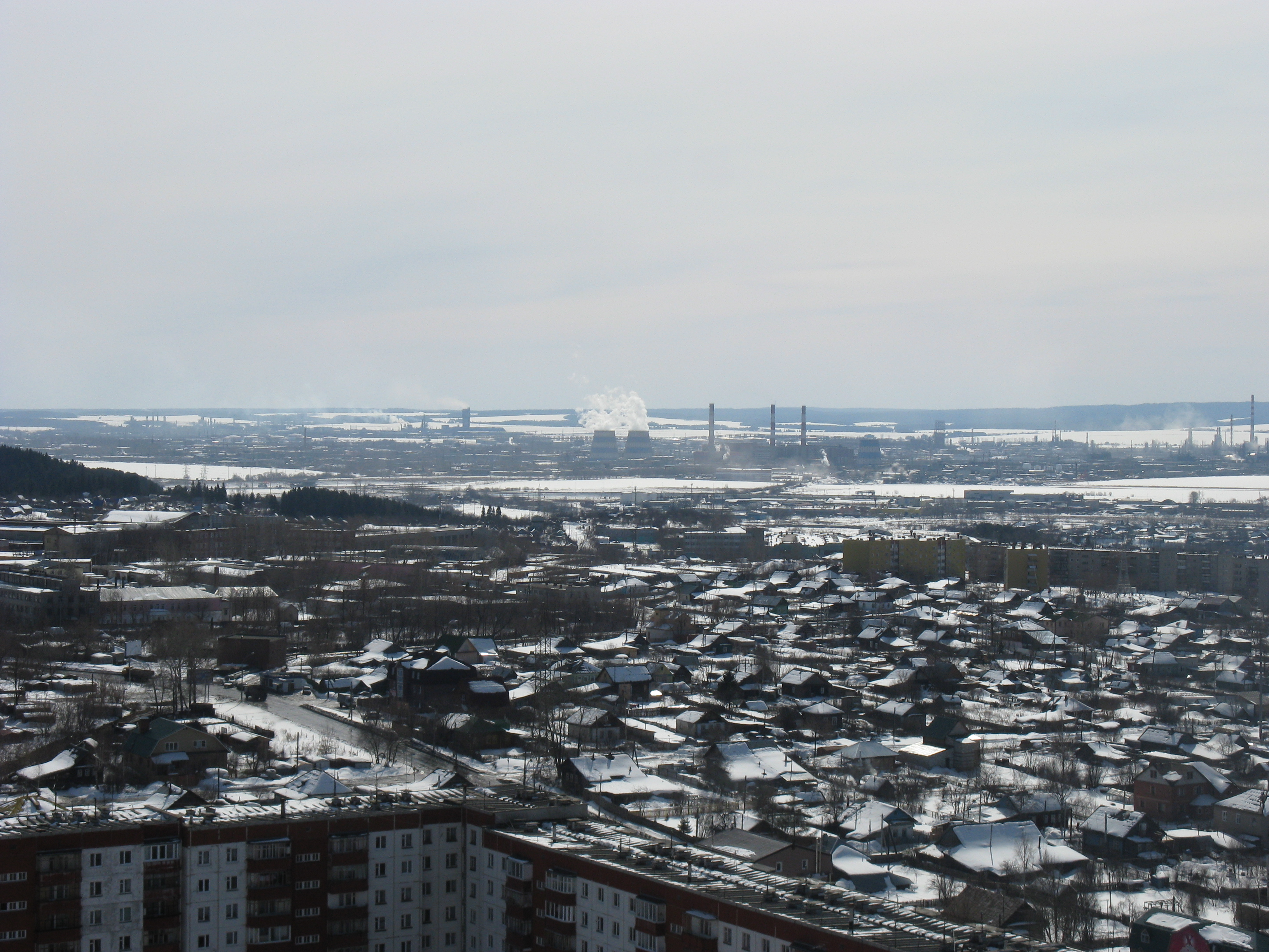 Archive view of the Lukoil Perm refinery and surrounding city in 2010.